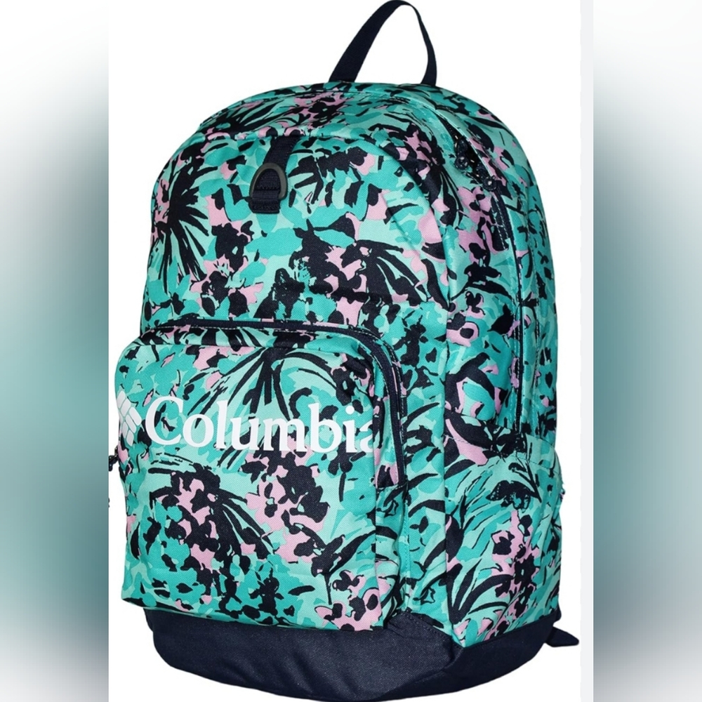 Columbia Limited Edition Packable Backpack Navy Pink Teal/Green NWOT